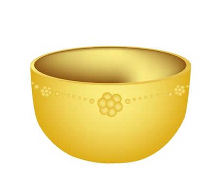 An Illustration of Beautiful Golden Empty Bowl Isoleted on White Background, Usually Made of Metal Such As Copper, Silver, Brass or Steel.
のイラスト素材