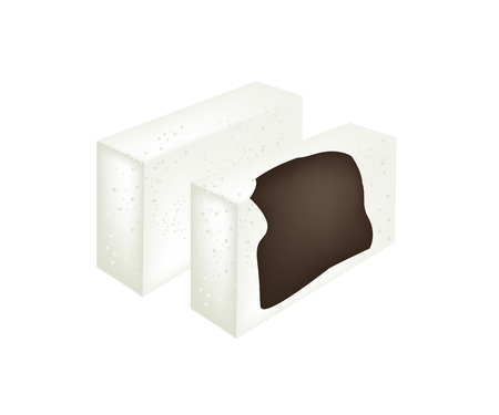 Japanese Traditional Confection, Saomono Gashi or Karukan Made From Rice Flour and Sugar Filled with Japanese Yam and Red Bean Paste.のイラスト素材