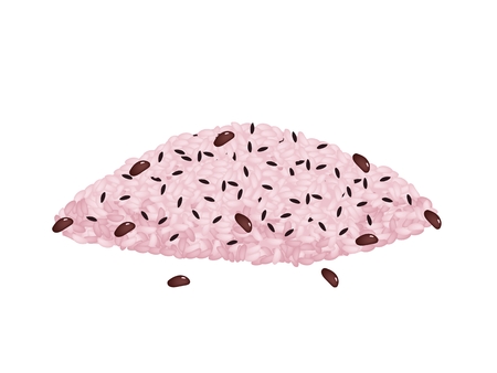 Traditional Japanese Cuisine, Sekihan or Sticky Rice Steamed with Red Beans, Served on Special Occasions.のイラスト素材