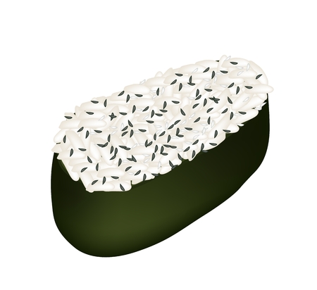 Japanese Cuisine, Illustration of Japanese Sesame Maki or Sesame Sushi Isolated on White Background.のイラスト素材
