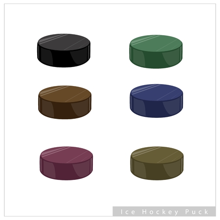 Sports and Fitness symbol, Illustration Collection of Ice Hockey Pucks Isolated on A White Background.のイラスト素材