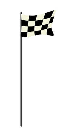 Sport Concept, Illustration of A Black and White Checkered Race Flags Waving in The Wind Isolated on White Background.のイラスト素材