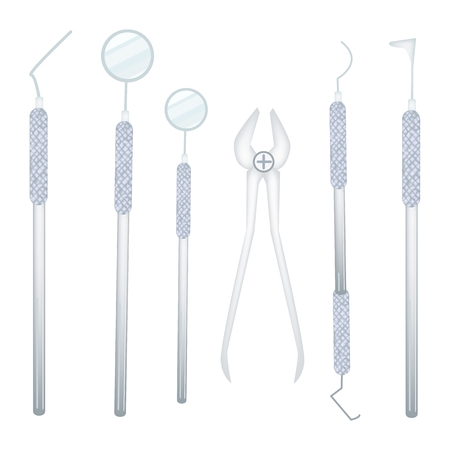 Illustration Collection of Basic Dentist Tools Isolated on A White Background.のイラスト素材