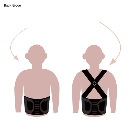 Medical Concept, Illustration of Back Brace or Lumbar Braces Used to Treat Spine Problems.のイラスト素材