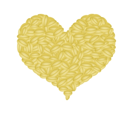 Love Concept, Stack of Dried Split Peas Forming in A Heart Shape Isolated on A White Backgroundのイラスト素材