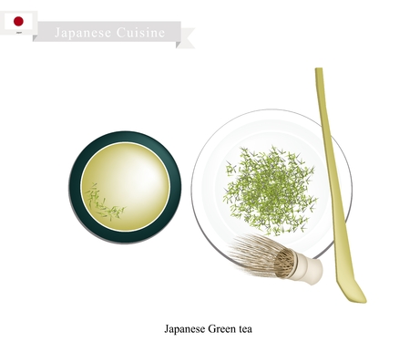 Japanese Cuisine, Set of Traditional Japanese Green Tea and Boiled Water. A Popular Beverage in Japan.のイラスト素材