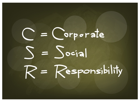 Business Concepts, CSR Abbreviation or Corporate Social Responsibility on A Green Chalkboard.のイラスト素材