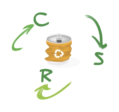 Business Concepts, Recycle Icon with CSR Abbreviation or Corporate Social Responsibility Achieve Notes.のイラスト素材