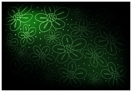 Illustration of Beautiful Green Vintage Texture Wallpaper Background with Flower Pattern for Add Content or Picture.のイラスト素材