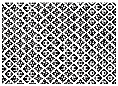 Thai Style Pattern, Illustration of Beautiful Black and White Vintage Texture Wallpaper Background for Add Content or Picture.のイラスト素材