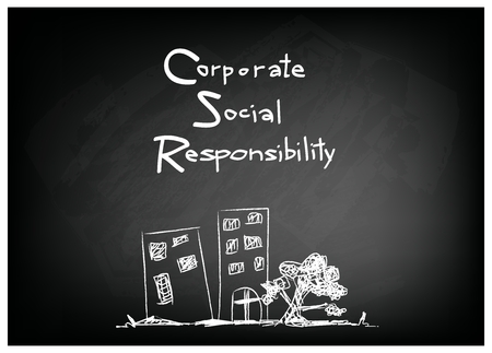 Business Concepts, CSR Abbreviation or Corporate Social Responsibility on Black Chalkboard.のイラスト素材