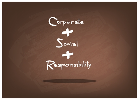 Business Concepts, CSR Abbreviation or Corporate Social Responsibility on Brown Chalkboard.のイラスト素材