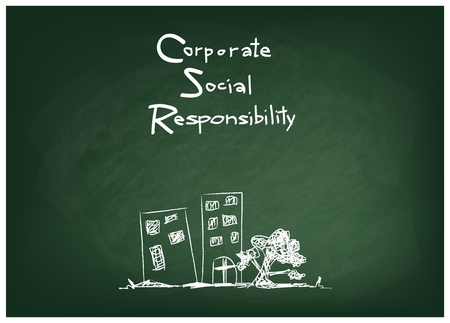 Business Concepts, CSR Abbreviation or Corporate Social Responsibility on Green Chalkboardのイラスト素材