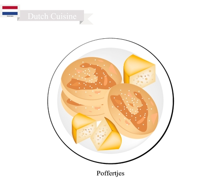 Dutch Cuisine, Poffertjes or Traditional Pancake.のイラスト素材