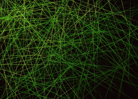 Background Pattern, Abstract Crossing of Green Lines and Strips or Green Light Laser Beams on A Black Background.の写真素材