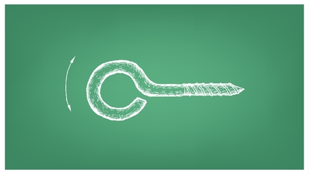 Manufacturing and Industry, Illustration Hand Drawn Sketch of Eye Lag with Self Tapping Used to Attach Both Wood and Metal.のイラスト素材