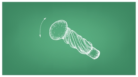 Manufacturing and Industry, Illustration Hand Drawn Sketch of Hammer Drive Screw. A Type of Fastener for Joining Metals and Plasticsのイラスト素材