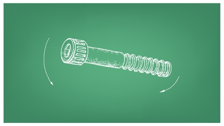 Manufacturing and Industry, Illustration Hand Drawn Sketch of Socket Screw. A Type of Fastener Used in Machine Parts, Die Fixturing and Clampingのイラスト素材