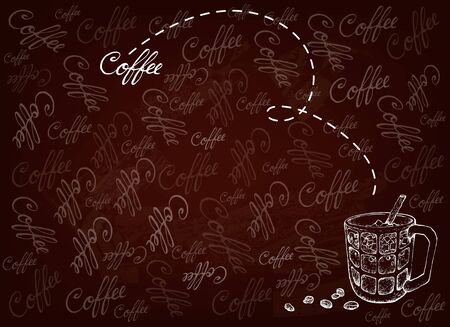 Illustration of Iced Coffee and Iced TeaIsolated on Brown Background.のイラスト素材