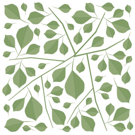Illustration Vector of Beautiful Fresh Green Leaves Isolated on A White Background.のイラスト素材