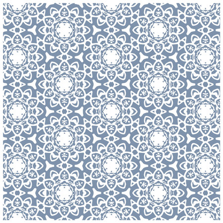 Vector Illustration of Abstract Blue Mandala or Ikat Texture Seamless Pattern for Wallpaper Background.のイラスト素材