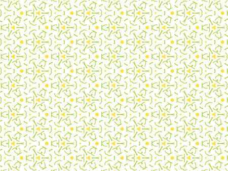 Vector Illustration of Yellow and Green Abstract Mandala or Ikat Texture Seamless Pattern for Wallpaper Background.のイラスト素材