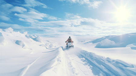 The driver courageously faced challenging conditions, navigating into dense snow, where visibility dwindled, and the road became a snowy landscape demanding cautious travel.AI Geneの素材