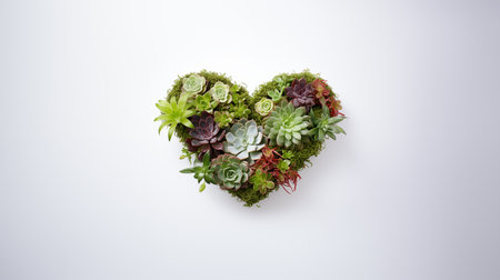 Decorative arrangement featuring heart-shaped plants, a charming botanical display.AI Generatedの素材