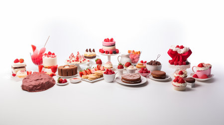 table filled with an assortment of love-themed desserts.AI Generatedの素材