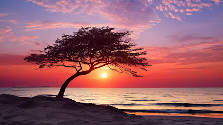 Scenic sunset, a romantic view often associated with love.AI Generatedの素材