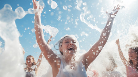 Bubbling water play brings vivacity to life.AI Generatedの素材