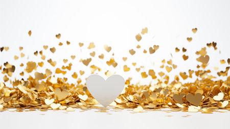 Hearts white within a group of gold hearts clearly illustrate the different feelings of love, highlighting their contrasting emotions.AI Generatedの素材
