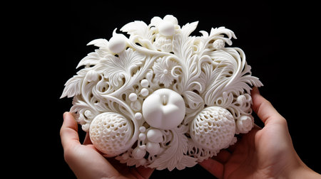 Beautifully sculpted plastic molded into intricately carved and stunning patterns, showcasing meticulous craftsmanship and artistic finesse in every detail.AI Generatedの素材