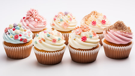 Easter egg cupcakes are adorned with delightful miniature eggs, adding a festive touch to these sweet treats perfect for celebrations.AI Generatedの素材