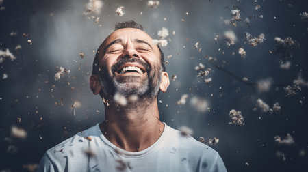 Father, brother, uncle share laughter, radiating joy and camaraderie, strengthening familial bonds through moments of shared happiness and mirth.AI Generatedの素材