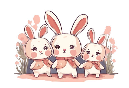 Adorable little bunny doll for everyone who loves cute and cuddly things.Cartoon Abstract art.AI Generatedの素材