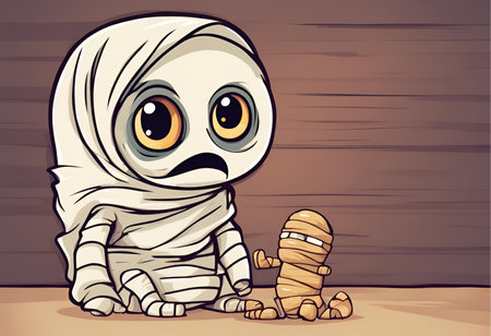 Adorable little mummy doll for everyone who loves cute and cuddly things.Cartoon Abstract art.AI Generatedの素材