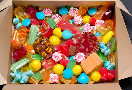Colorful, sugary candies with various flavors, providing a delightful and fun treat for all ages.AI Generatedの素材