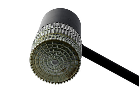 Close up of street lighting lamp post isolated on white background with clipping path