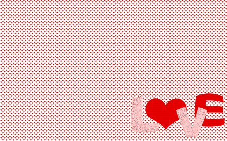 Small heart pattern for background or wallpaper with the word "LOVE"の写真素材