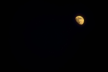 Crescent moon in the dark nightの写真素材