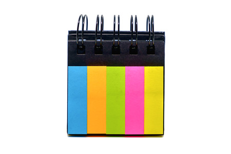 Collection of colourful paper sticky note on white background for office and school stationary