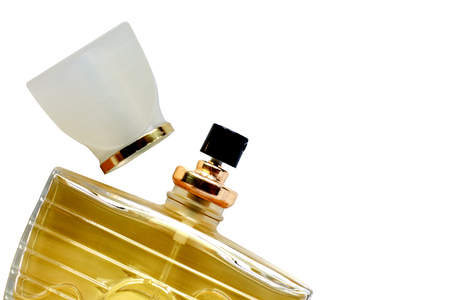Perfume bottle isolated on white background for beauty cosmetic and accessory conceptの写真素材