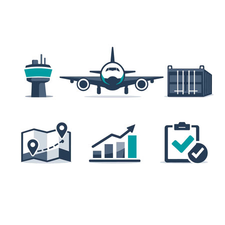 Airport icons set. Travel and transport concept. Vector illustration.のイラスト素材