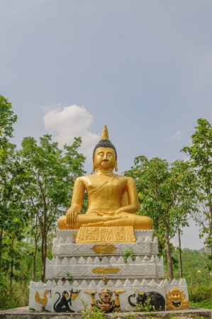 Golden buddha in the wild, Thailandの写真素材