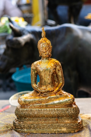 Golden buddha at Wat Phra Kaew, Thailandの写真素材