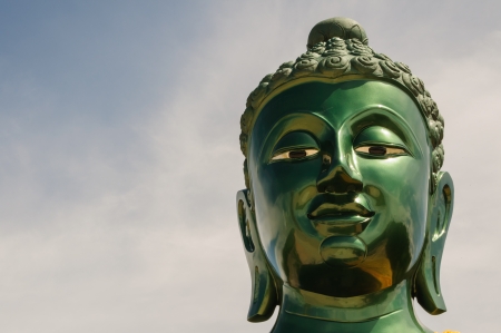 Front view of Buddha's headの写真素材