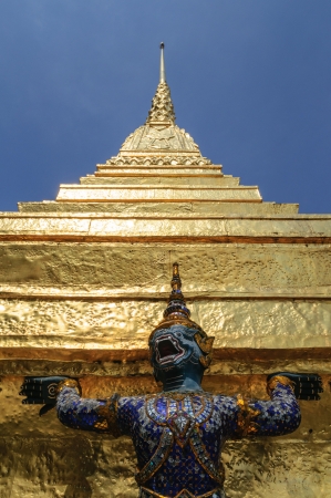 Yak sculptures of a Buddhist Temple, Thailandの写真素材