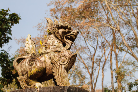 Antique wooden carved lion  from Thailand