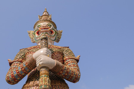 Giant statue at Wat Phra Kaew, Bangkok, Thailandの写真素材